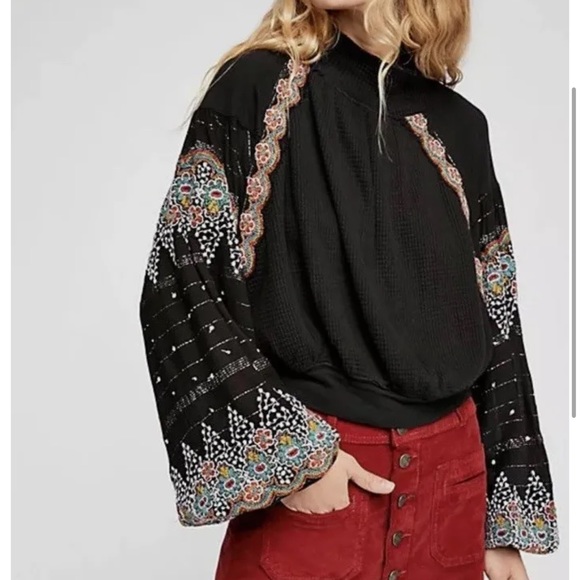 Free People Sweaters - Free People Women's Floral Embroidered Technicolor Dream Blouse Tunic